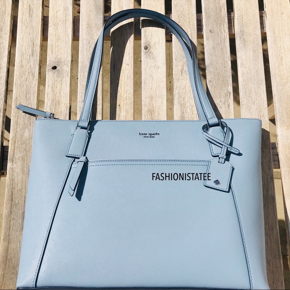New Kate Spade Large Blue Pocket Tote Bag dawn - Picture 7 of 8